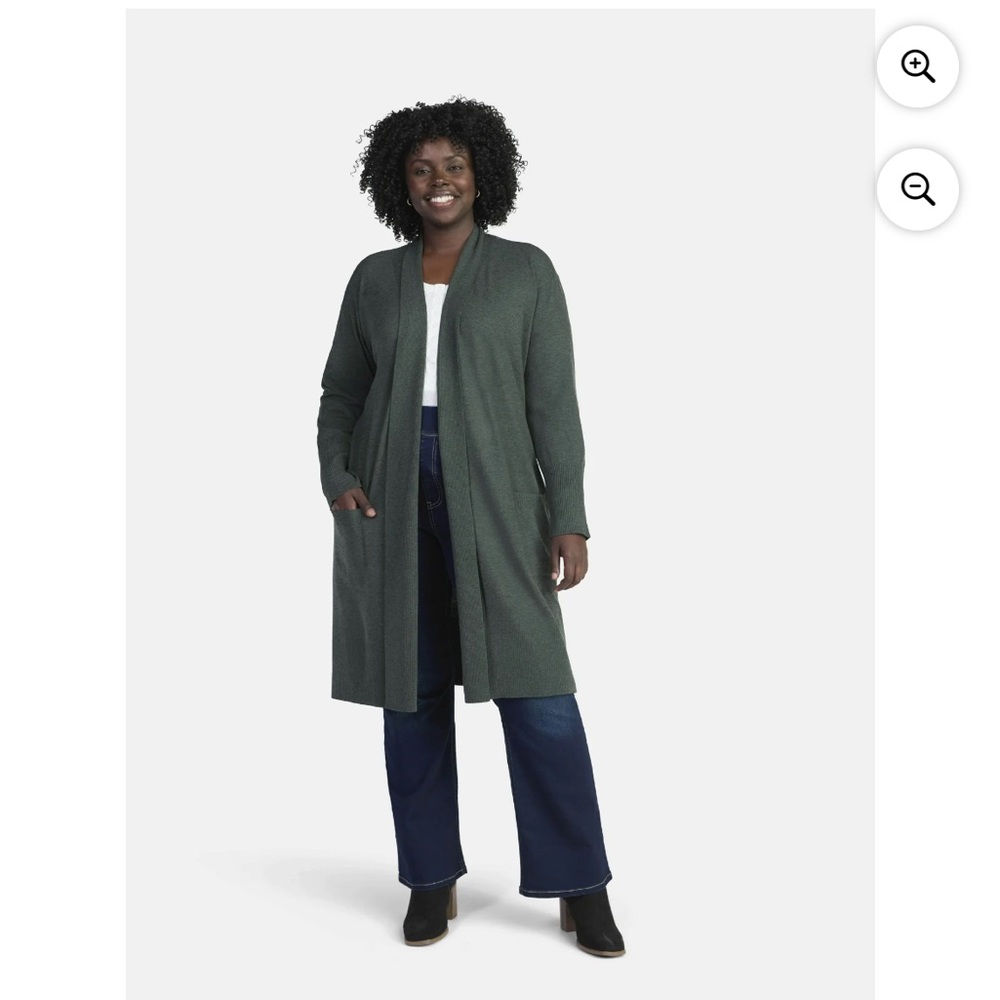 Long Green Open Cardigan